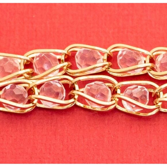 Vintage Link Caged-Crystal Bead Bracelet 7.5 inches By Avon F13 - Picture 2 of 4